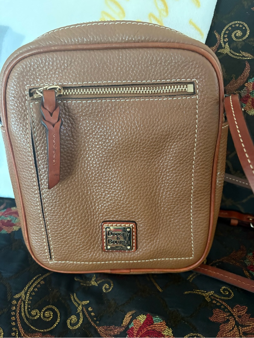 Dooney & Bourke Brown Pebbled Leather Crossbody